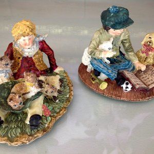 Adorable Figurines of Boys and their pets